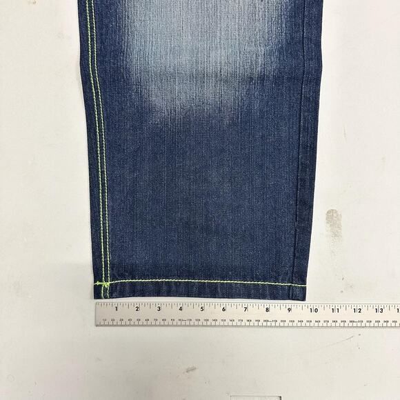 Vintage baggy y2k riflessi faded blue skater unique embroidered design denim - Picture 7 of 7